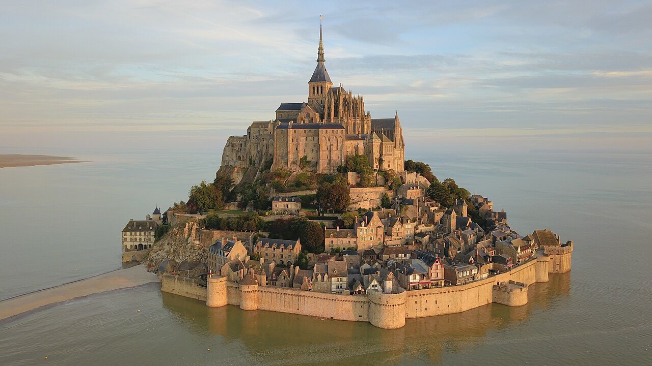 Mont Saint-Michel viewed from the air, France