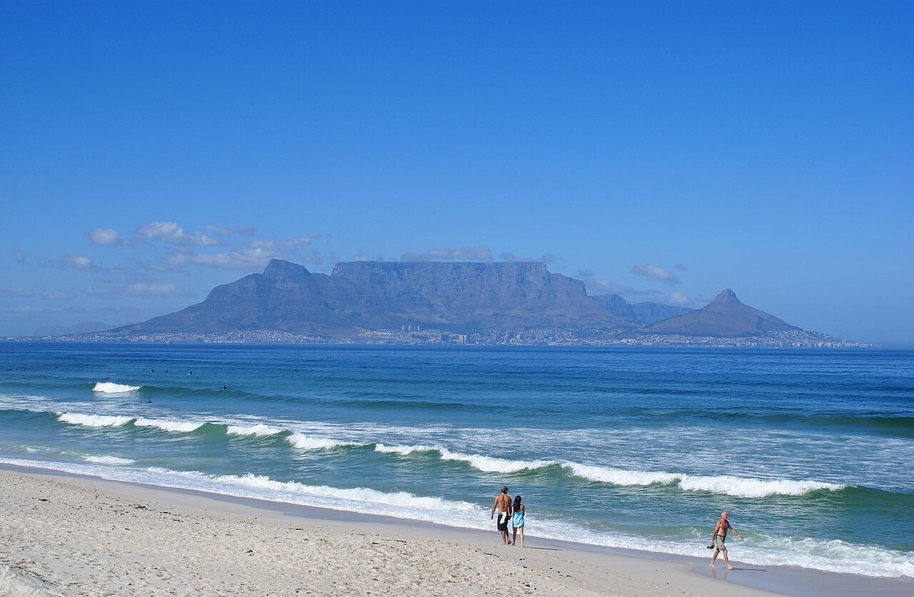 Cape Town and Table Mountain viewed from Bloubergstrand, South Africa