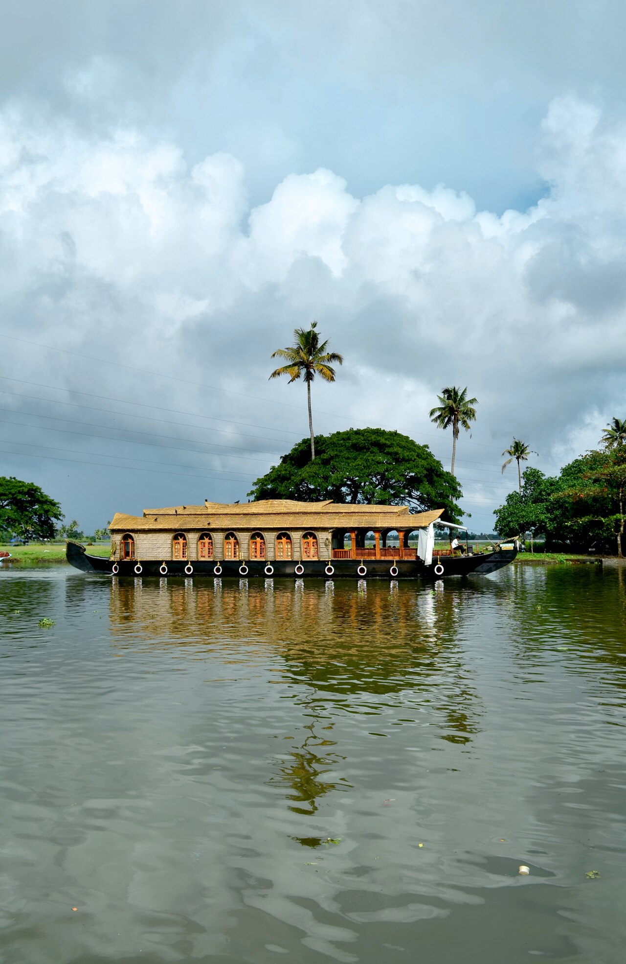 A houseboat on Vembanad Lake, Kerala, India