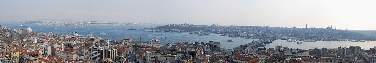 Istanbul's historic peninsula and waterways viewed from Galata Tower, Turkey