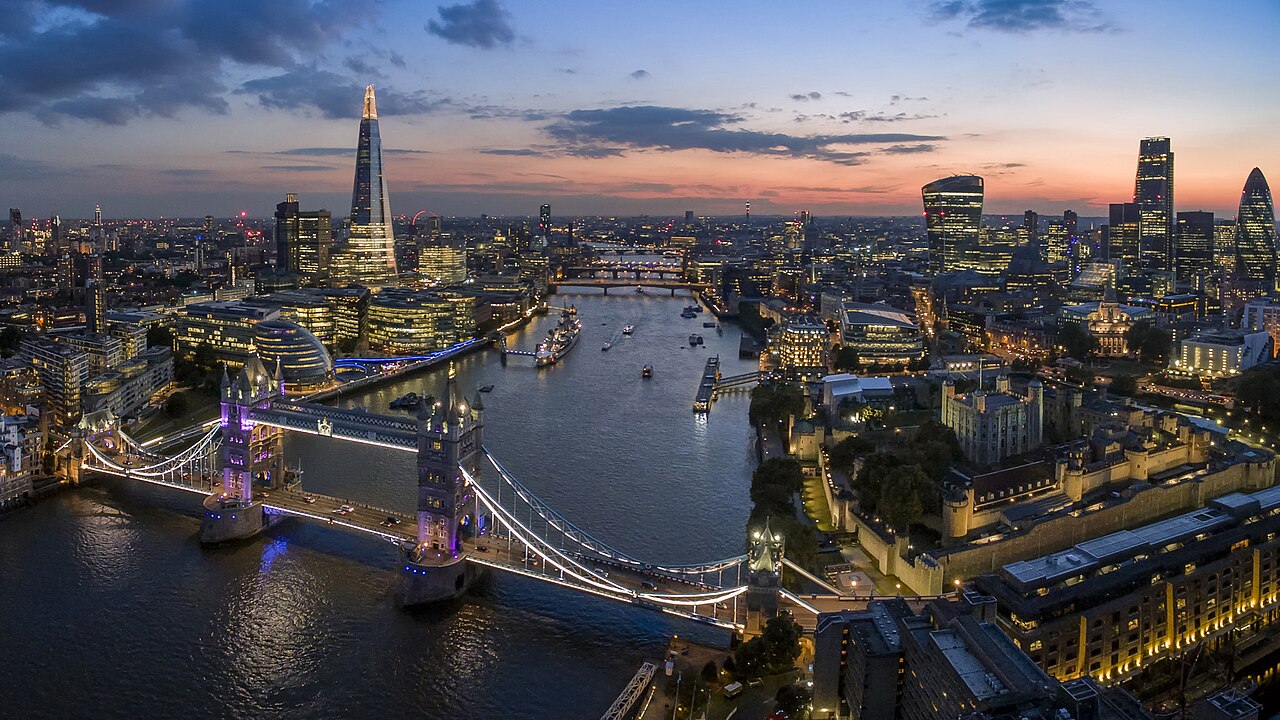 London's Thames skyline and Tower Bridge, United Kingdom
