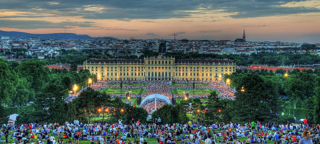 A concert in front of Schönbrunn Palace in Vienna, Austria