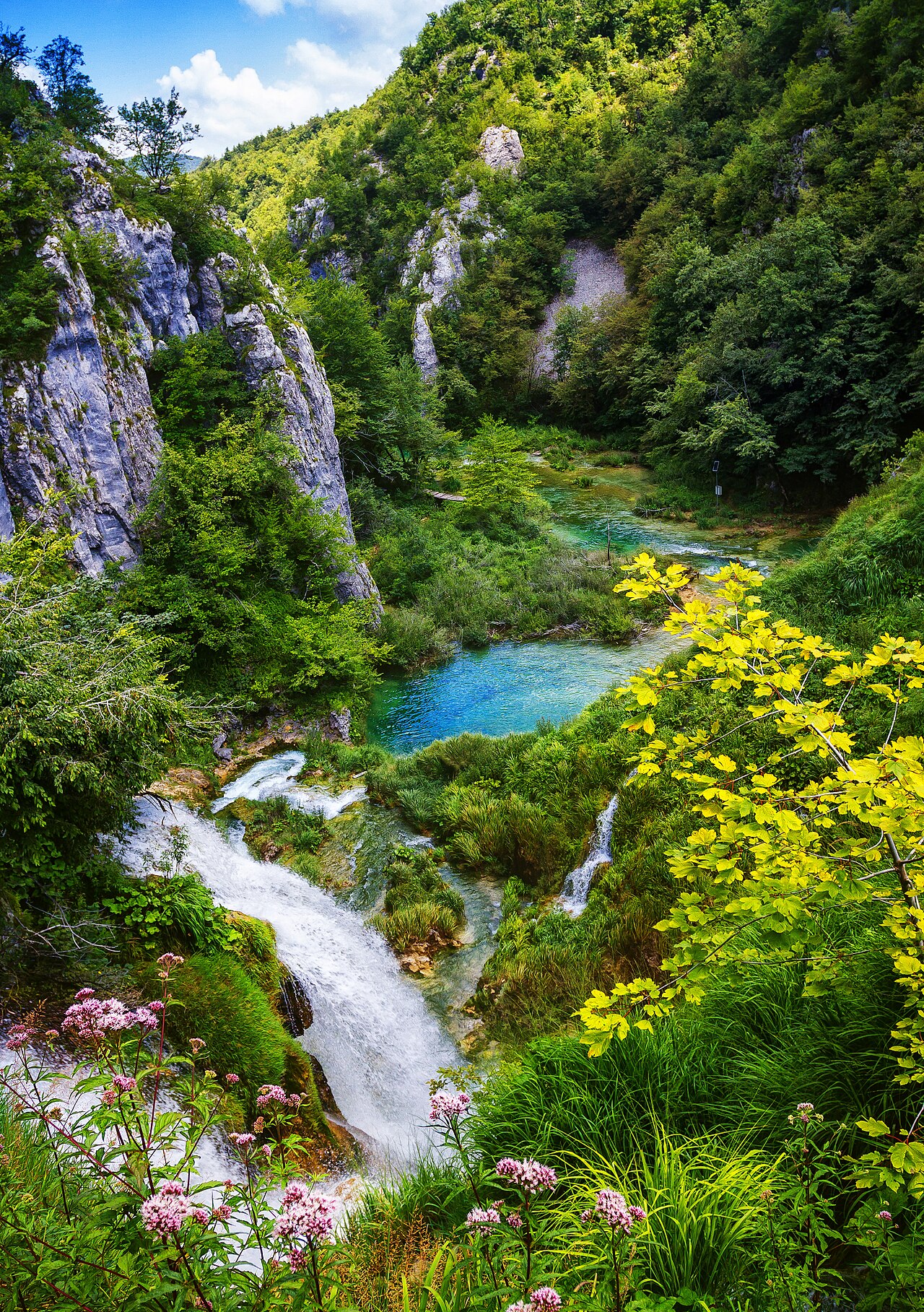 Waterfalls and woodland at Plitvice Lakes, Croatia