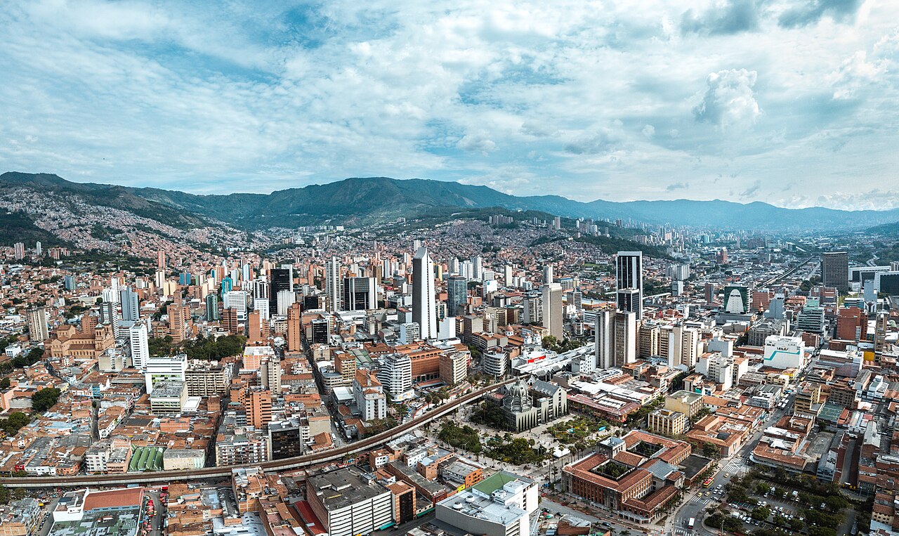 Central Medellín viewed from the air, Colombia