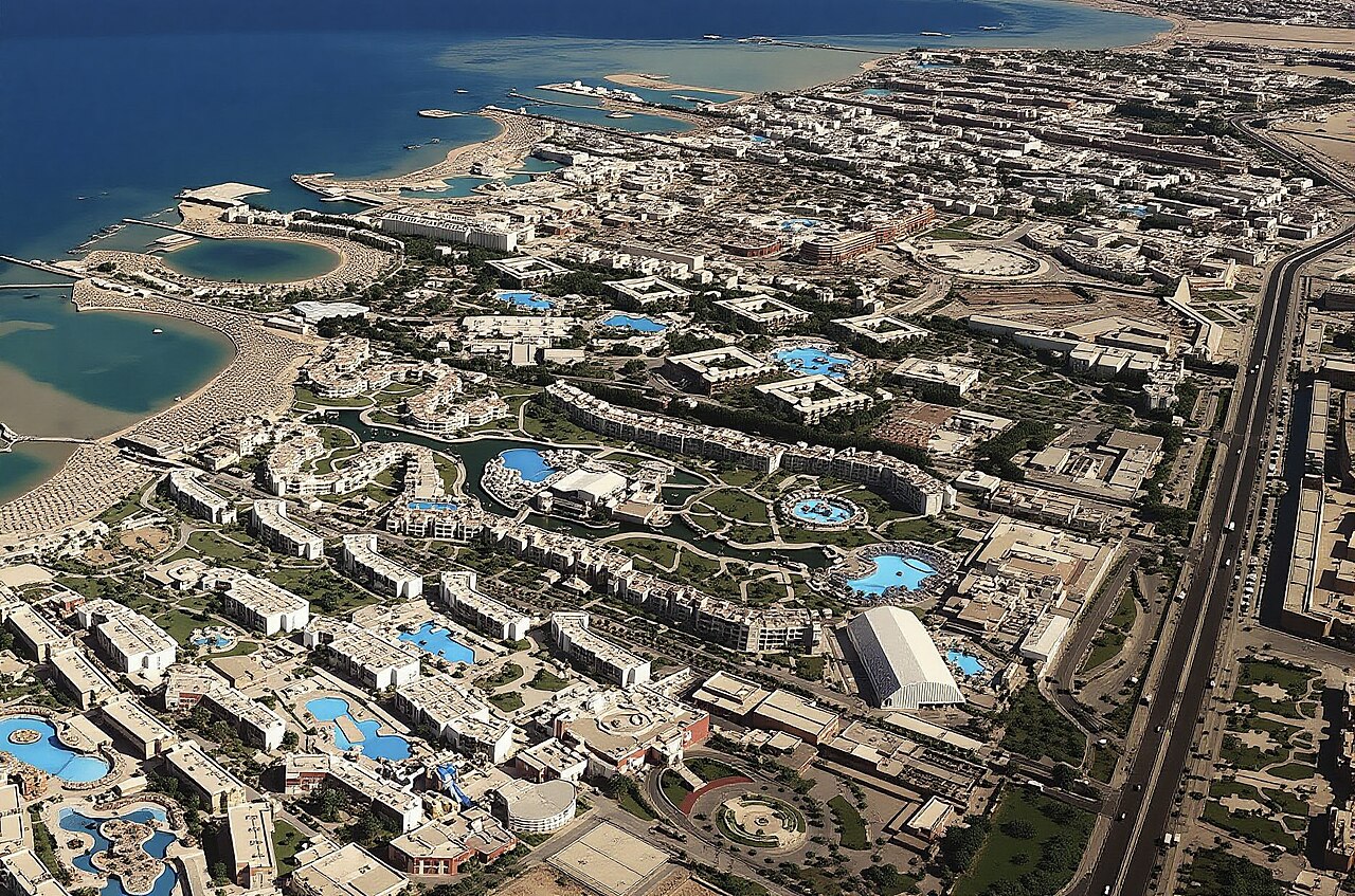Red Sea resorts along the Hurghada coastline, Egypt